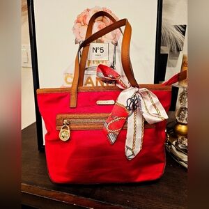 Michael Kors Kempton Scarlet Red Tote Bag.
